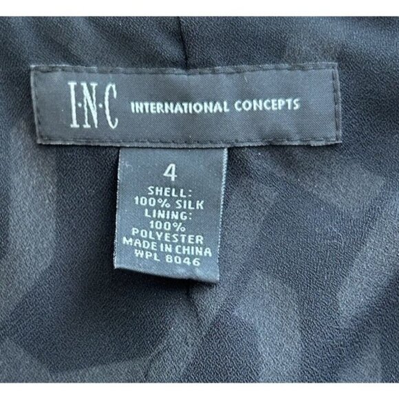 INC Silk Sheath Dress Black/White Cap Sleeve Midi Women's Size 4 Cocktail Dress - Picture 7 of 7